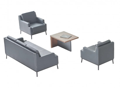 Aarbechtszëmmer-Set 4tlg 3-Sëtzer 2x Still Couchtisch Donkelgro Braun