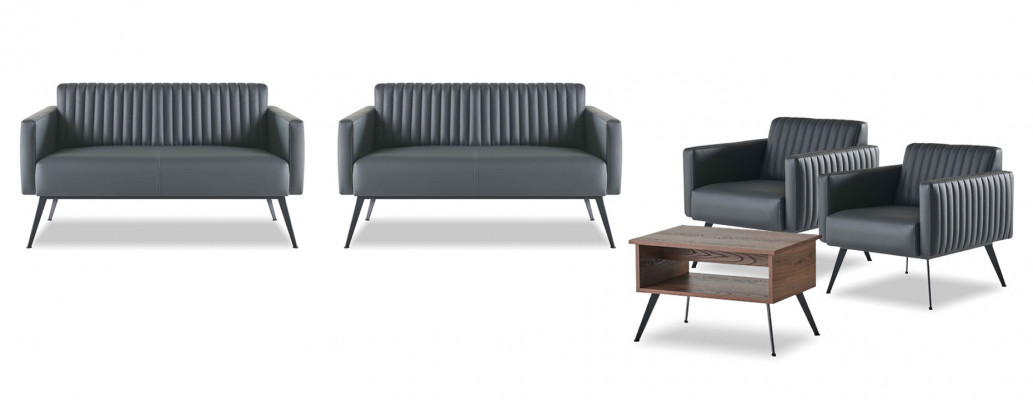 Aarbechtszëmmer-Set 5 Deeler 2x 2-Sëtzer 2x Fauteuil Kaffisdësch Schwaarz Braun