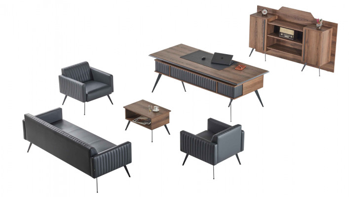 Méifaarweg Designer Aarbechtszëmmer Miwwelen 3-Sëtzer Dësch Sideboard Fauteuil