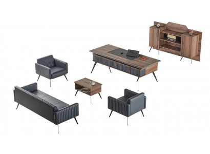 Méifaarweg Designer Aarbechtszëmmer Miwwelen 3-Sëtzer Dësch Sideboard Fauteuil