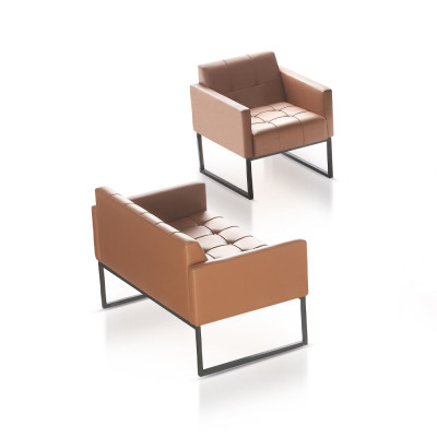 Aarbechtszëmmer Braun Set 2 Stéck 2-Sëtzer mat Fauteuil Uni Modernen Stil