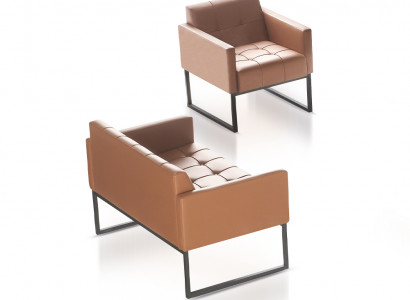 Aarbechtszëmmer Braun Set 2 Stéck 2-Sëtzer mat Fauteuil Uni Modernen Stil