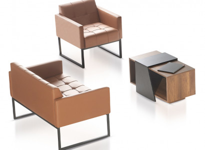 Aarbechtszëmmer Braun Gro Set 3 Stécker 2-Sëtzer Fotell Dësch Modern Stil
