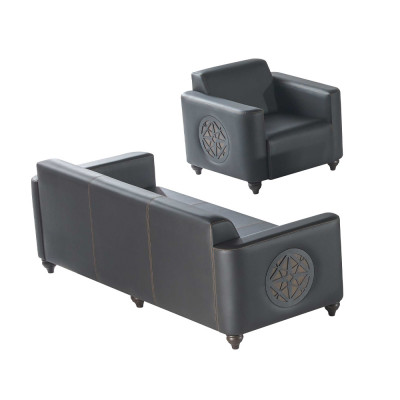 Aarbechtszëmmer-Set 2-Stéck 3-Sëtzer Fauteuil Schwaarz Eefaarweg Modern Design