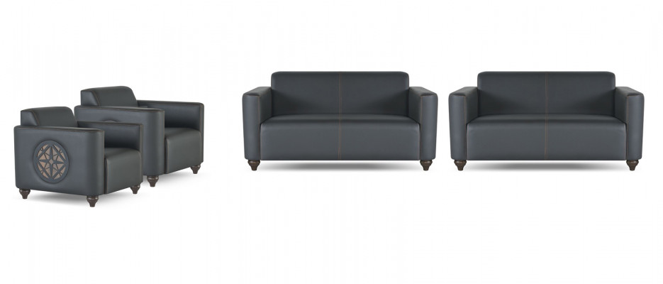 Aarbechtszëmmer-Set 4 Stéck 2x 2-Sëtzer mat 2x Sëtz Black Faarf Wunngen