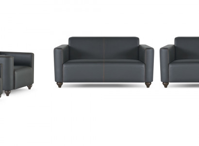 Aarbechtszëmmer-Set 4 Stéck 2x 2-Sëtzer mat 2x Sëtz Black Faarf Wunngen
