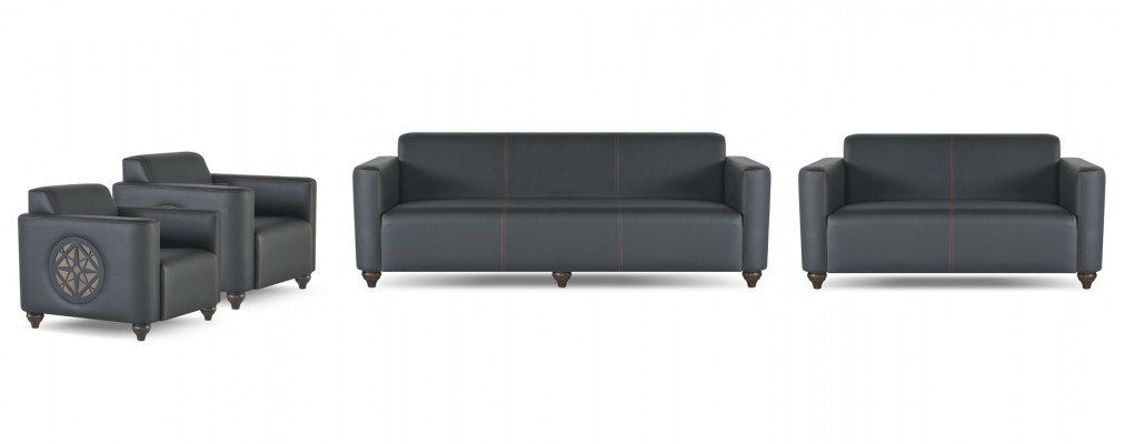 Aarbechtszëmmer-Set 4 Stéck 3-Sëtzer 2-Sëtzer 2x Fauteuil Schwarz Eefaarweg