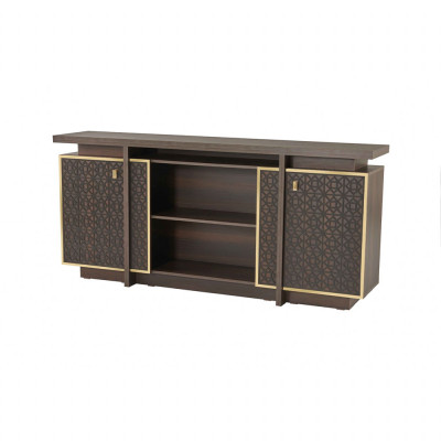 Aarbechtszëmmer Set 3-delig Bürodesk Sideboard Bicherregal Schockela Braun Eenfaarweg