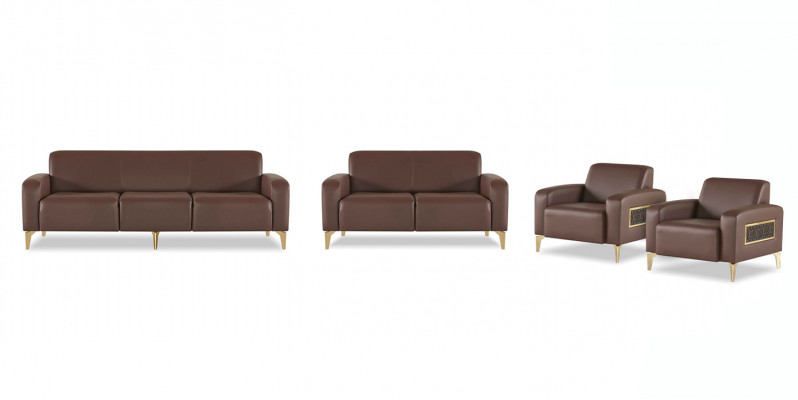 Aarbechtszëmmer-Set 3-Sëtzer 2-Sëtzer 2x Sëtz Braun Eefaarweg Modern