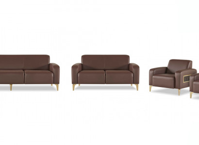 Aarbechtszëmmer-Set 3-Sëtzer 2-Sëtzer 2x Sëtz Braun Eefaarweg Modern