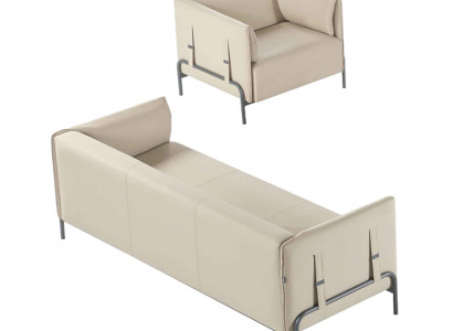 Aarbechtszëmmer-Set 2-Stéck 3-Sëtzer Sessel Beige Eenfaarweg Këssen Wunnzëmmer