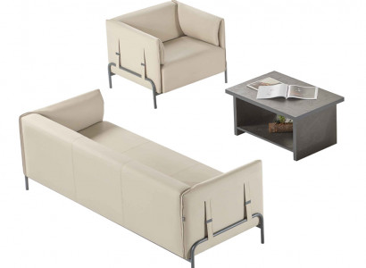 Aarbechtszëmmer-Set 3tlg Beige 3-Sëtzer Stillgréng Couchtisch Wunnzëmmer