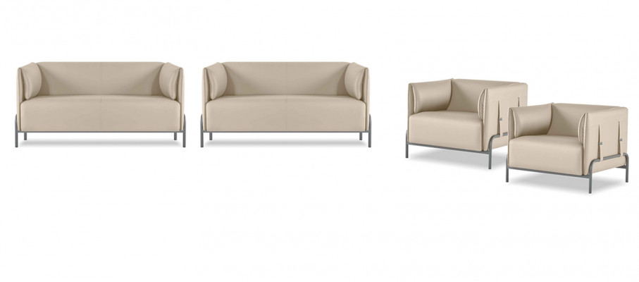Bureau-Set 4 Deeler Beige 2x 2-Sëtzer 2x Fauteuil Eefaarweg Wunnzëmmer