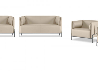Bureau-Set 4 Deeler Beige 2x 2-Sëtzer 2x Fauteuil Eefaarweg Wunnzëmmer