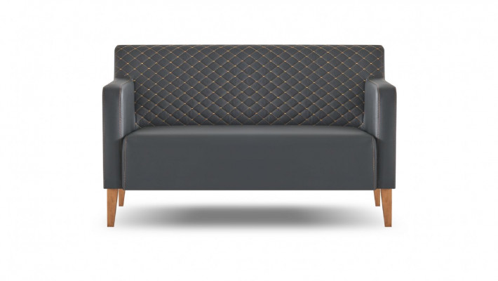 Aarbechtszëmmer-Set 3tlg 2-Sëtzer Sessel Coffisdësch Schwaarz Braun Modern