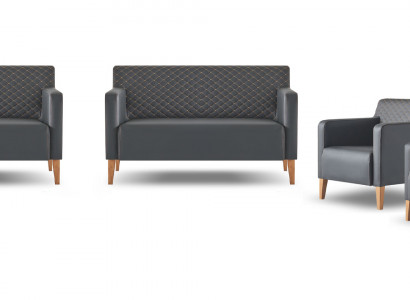 Aarbechtszëmmer-Set 4tlg 2x S-Sëtz 2x Fauteuil Schwaarz Eefaarweg Modern