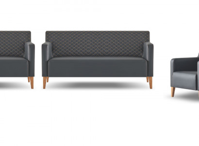 Aarbechtszëmmer-Set 4-Deeler Schwaarz 2x 3-Sëtzer 2x Fautteuil Eenfaarweg Modern