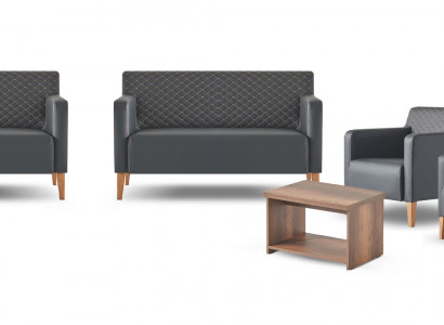Aarbechtszëmmer-Set 5-Stéck Schwaarz 2x 2-Sëtzer 2x Fauteuil Braun Dësch