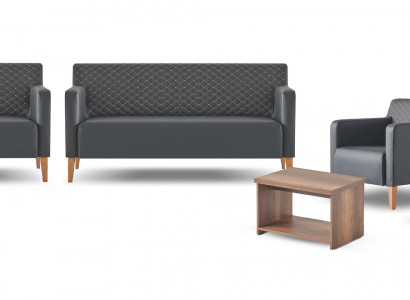 Aarbechtszëmmer-Set 5-deeleg Schwaarz 3-Sëtzer 2-Sëtzer 2x Fauteuil Kaffisdësch