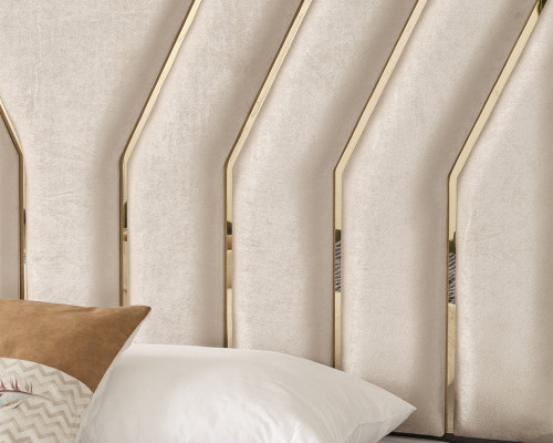 Beige Schlofzëmmer Bett Designer Duebelbett Luxus Bettgestell Bett