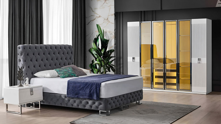 Wäissen Edler Nuetsdësch Schlofkummer Designer Nuetskëschtchen Holz Miwwelen