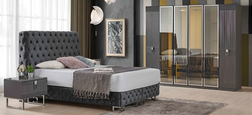 Modern 2x Gro Nachttische Luxuriéis Schlofkummer Holz Miwwelen 2 Deeler Set