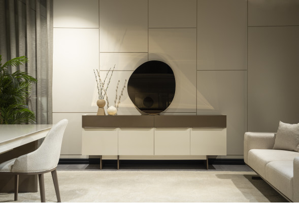 Brong-Beige Kichenanrichte Designer Iesszëmmer Miwwelen Luxus Kommode