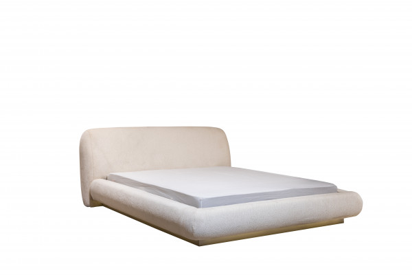 Modern wäisst gepolstert Bett Textilbett Duebelbett Luxus Schlofzëmmermiwwelen