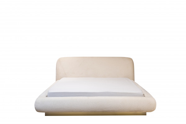 Modern wäisst gepolstert Bett Textilbett Duebelbett Luxus Schlofzëmmermiwwelen