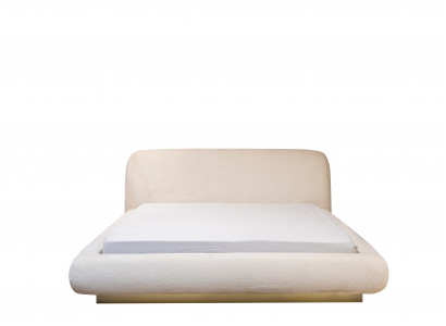 Modern wäisst gepolstert Bett Textilbett Duebelbett Luxus Schlofzëmmermiwwelen