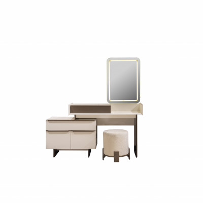 Modern Schlofzëmmer Miwwelen Edelen Kosmetiksdësch Gepolsterten Hocker Spigel