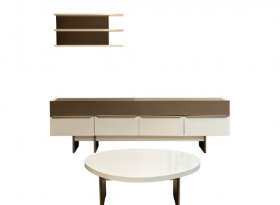 Moderne Wunnzëmmer Garnitur Sideboard Designer Wandregal Couchtisch 3 Deeler