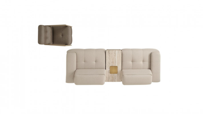 Hellgrou Wohnzimmer Designer Canapéen Véiersëtzer Polstersessel 2tlg Set