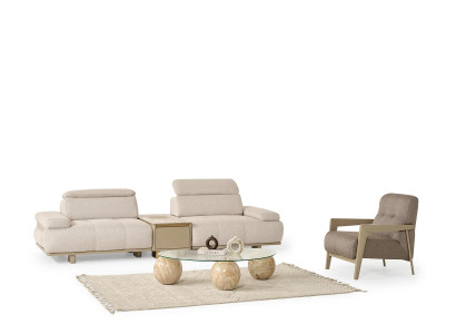 Hellgrou Wohnzimmer Designer Canapéen Véiersëtzer Polstersessel 2tlg Set