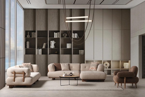 Stilvoll Sofa Garnitur Wunnzëmmert Still Luxus Sofa L-Form Fautuell Canapé