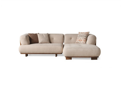 Modern beige L-förmeg Designer Canapé Wunnzëmmer Sëtzsofa Edel Eckcanapéen