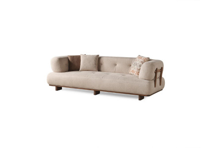 Beige Stuff gepolsterte Couch Designer Dräi-Sëtzer Sofa Edel Sëtzmiwwelen