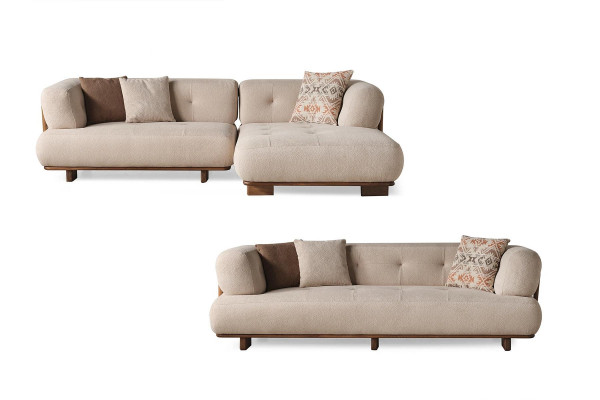 Stilvoll beige Sofagarnitur Ecksofa L-Form Polstermöbel Drësëtz-Sofa