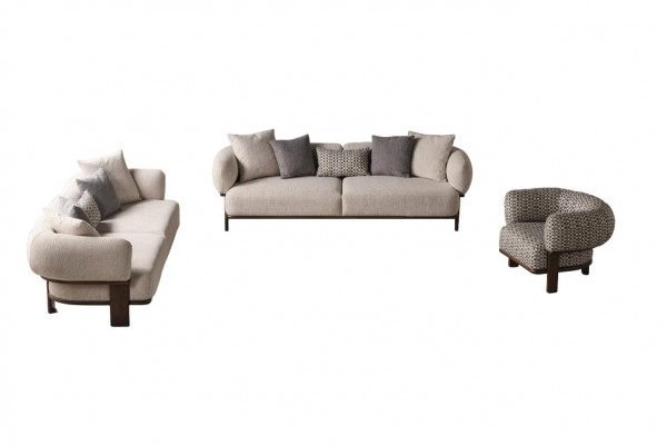 Hellgréng Wunnzëmmer Sëtzgruppe Polstersofaen Textilsëtz 2x Sofas