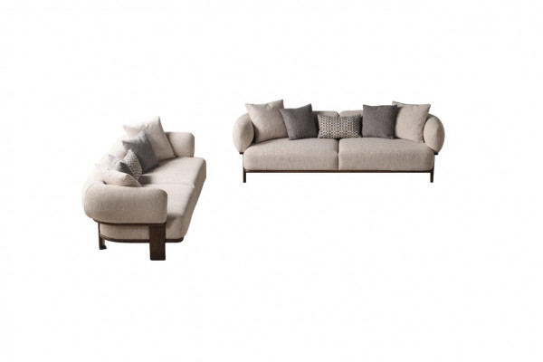 Hellbéisch Modern Sofa-Suite Wunnzëmmer 2x Dräisëtzer Polster Sofas