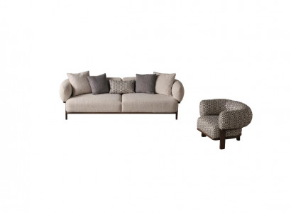 Grou Sofaen fir d'Wunnzëmmer Luxus-Armstull Textilcanapéë 2-Delige Garnitur