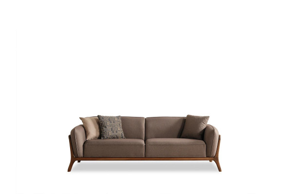 Braun-beige Wunnzëmmer Sofagarnitur Wunnzëmmer Designer Miwwelen 2x Canapéen