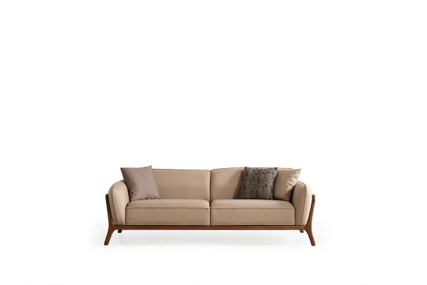 Braun-beige Wunnzëmmer Sofagarnitur Wunnzëmmer Designer Miwwelen 2x Canapéen