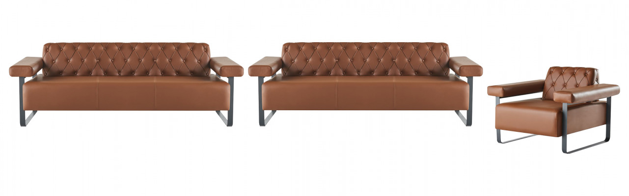 Sofaen Modern Edelstahl 3-Sëtzer Sofaen Sesselen Chesterfield Ledersofaen
