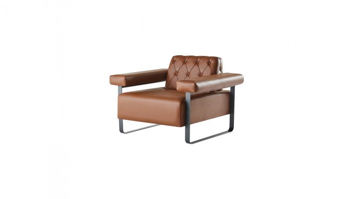 Sofagarnituren 3-Sëtzer 2x Fauteuil Edelstahl Chesterfield Design Braun