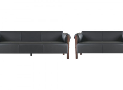 Sëtzmiwwel 3-Sëtzer 2-Sëtzer Schwaarz Komplett Holz Liederkanapee Sofa-Set