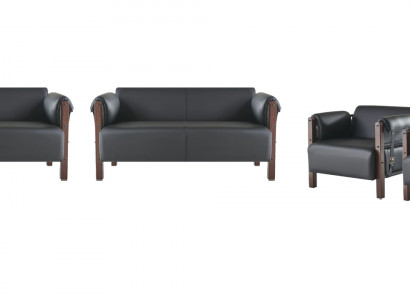 Ledercouch Zweesëtzercouch Sofas Sesselen Schwaarz Modern Lieder Holz