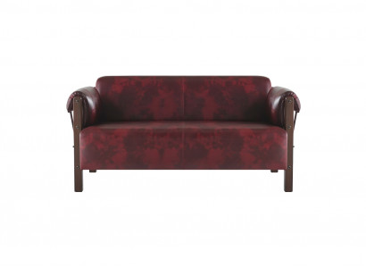 Couch Bordeaux Liederdivan 2-Sëtzer Lieder Holz Modern Divan Aarmleenen