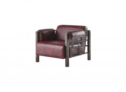 Ledersessel Fauteuil Bordeaux Fauteuil Leder Holz Modern 1-Sëtzer