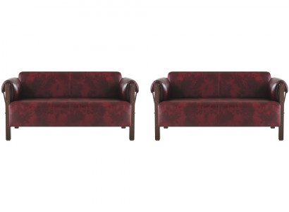 Liederkanapéë 2-Sëtzer Bordeaux Lieder Sëtzmiwwelen Sofa-Set Kanapéë Modern.